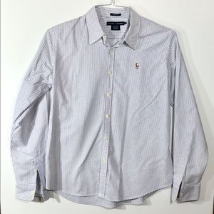 Ralph Lauren Purple White Striped Dress Shirt sz12